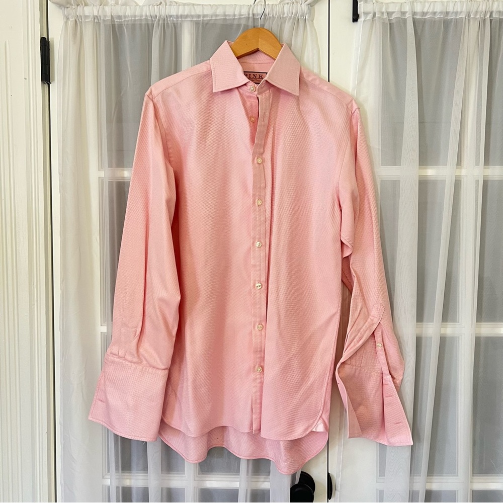 Thomas Pink Prestige Button Down Texture Shirt Sz 15.5 - 34